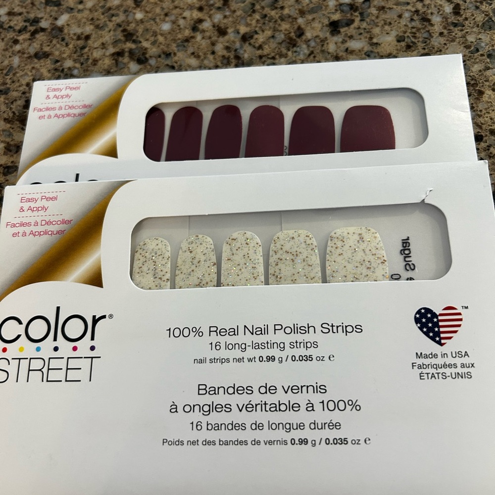 Color Street Nail Polish Strips Sets- Venetian Velvet and Champagne Sugar